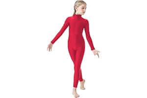 OVIGILY Girls Long Sleeve Unitard Kids Full Body Dance Leotard Turtleneck Bodysuit for Halloween,Costumes