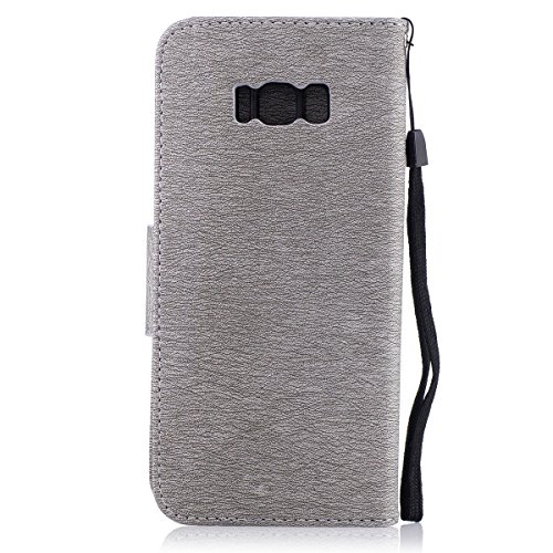 Galaxy S8 Plus Case, Galaxy S8 Plus Wallet Case,PHEZEN Cute Bear Don't Touch My Phone Design PU Leather Wallet Case Stand Flip Case with Credit Card Slot for Samsung Galaxy S8 Plus, Grey