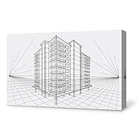 Canvas Wall Art Construction Sketches Canvas Prints Home Artwork Decoration for Living Room,Bedroom - 12x18 inches