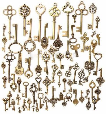 Bow Present - 2016 Random 70pcs Sets Antique Vintage Old Look Bronze Skeleton Keys Present Gift Fancy Heart Bow - Piggy Bows Mask Dress Present Gender Costume Plush Reveal Animal Pillow Bracelet