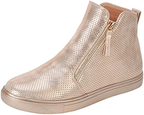 Women's Fashion Metalic Hi Top Ankle Boot Bootie Sneakers