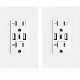 ABBOTECH USB Wall Outlet, 30W GaN 6.0A USB Outlet Receptacles with 3 USB Ports,20 Amp Tamper-Resistant Electrical Outlet with
