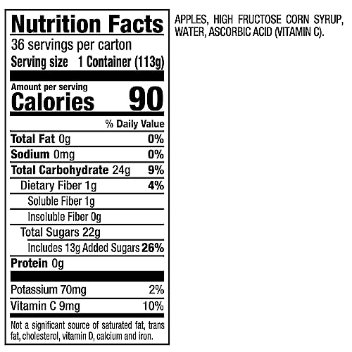 MOTT’S APPLESAUCE, 4 OZ CUPS, 36 COUNT, NO ARTIFICIAL FLAVORS, GOOD SOURCE OF VITAMIN C, NUTRITIOUS OPTION FOR THE WHOLE FAMILY