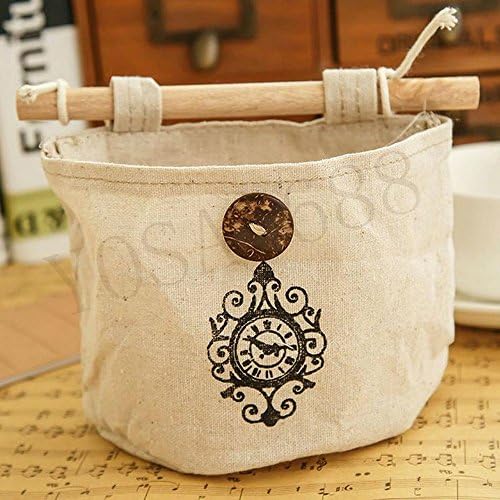 Yosa Wall Sundry Fabric Cotton Pocket Hanging Holder Storage Bags Rack makeup organizer storage box organizador (clock)