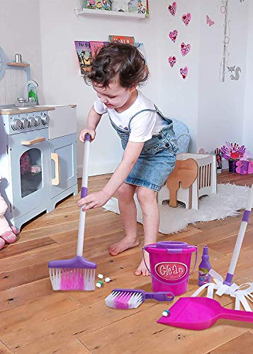 Complete Cleaning Set - Adorable Kids Housekeeping Clean Tool Kit - Pail, Dust-Brush, Broom, Mop, Pan, and Much More! Be Mommy's Little Helper Holidays - Girl Toys...