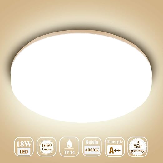 Deckenlampe Led Deckenleuchte Ouesen Lampe Decke Wasserdicht Moderne Runde Dunne 18w 1650lm Ip44 4000k F24cm Neutralweiss Deckenlampe Badezimmer Kuche Schlafzimmer Bad Wohnzimmer Esszimmer Balkon Flur Amazon De Beleuchtung