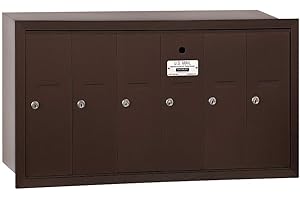Salsbury Industries 3506ZRU Recessed Mounted Vertical Mailbox with USPS Access and 6 Doors, Bronze