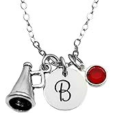 BrandedHeartJewelry Cheer necklace, cheerleader team megaphone cheer captain, cheer coach custom necklace