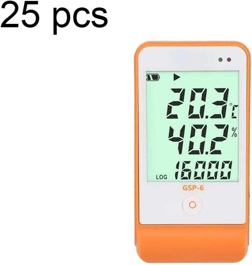 Temperature and Humidity Data Logger Reuseable Larger Display with Two Probes Recorder 16000 Points Refrigeration Cold Chain (RC-61 25PCS)