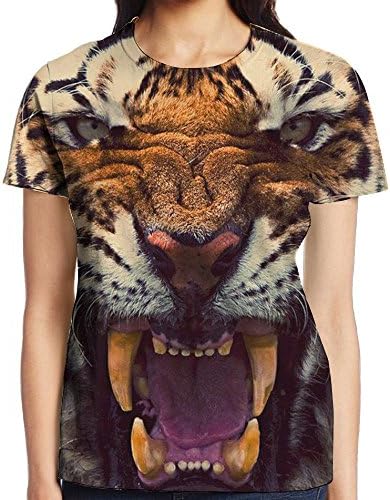 MADLIFE Handsome Tiger3D Printed Graphic Woman Short Sleeve Colorful Round Neck Fashion T Shirt