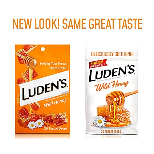 Luden's Deliciously Soothing Throat Drops, Wild Honey, 30 Count