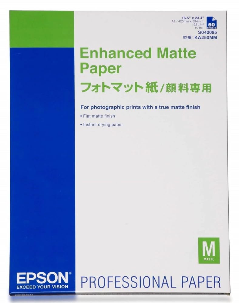 Epson Media, Media, Sheet Paper, Enhanced Matte Paper, Graphic Arts - Graphic and Signage Paper, A2, 192 g/m2, 50 Sheets