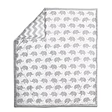 Grey Elephant Print and Chevron 100% Cotton Baby Crib Quilt by The Peanut Shell