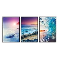 Framed Canvas Wall Art - Romantic Beach - Canvas Prints Home Artwork Decoration for Living Room,Bedroom - 16