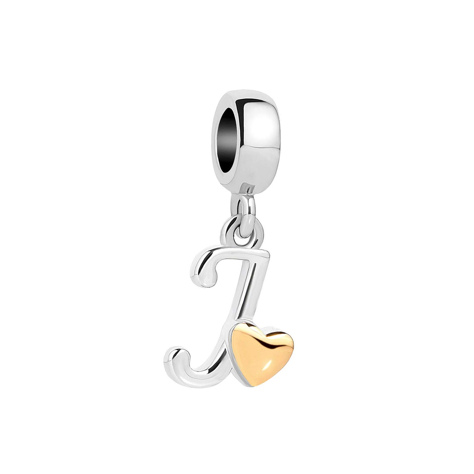 J Initial Letter Gold Heart Charm for Pandora Charms Bracelets Name Alphabet Birthday Jewellery Gift for Women Daughter Granddaughter Sister Friendship