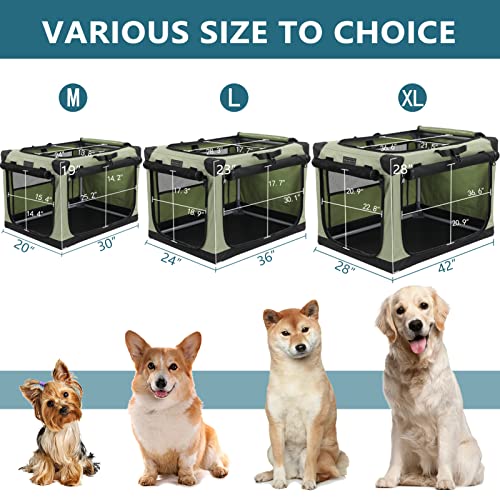 Petsfit Portable Soft Medium Dog Crate, Indoor and Outdoor Crate for Pets, for Medium Dog Green