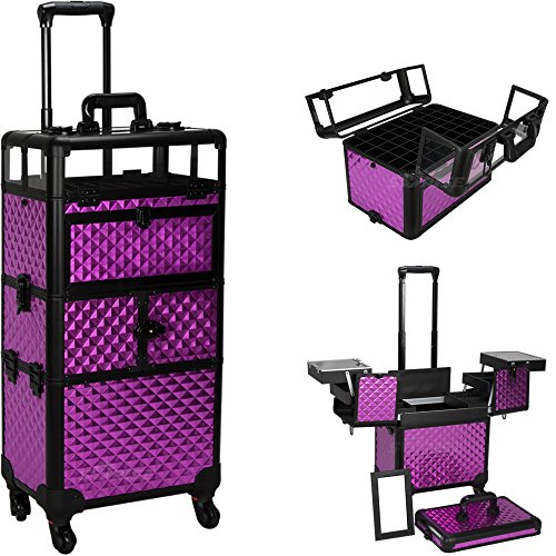 SUNRISE Nail Case on Wheels 2 in 1 Professional Organizer, 54 Bottle