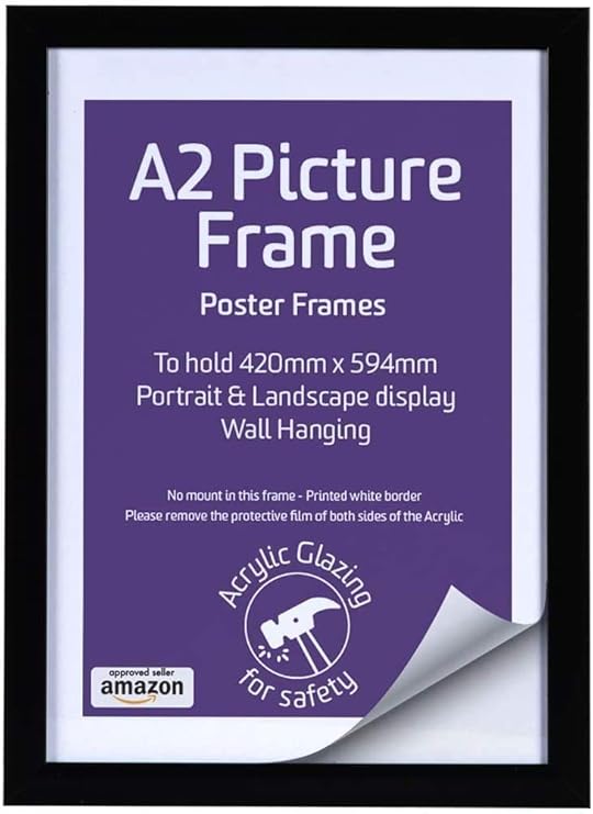 A2 Black Picture Frame, Perspex Front, Wall Hanging, Portrait and