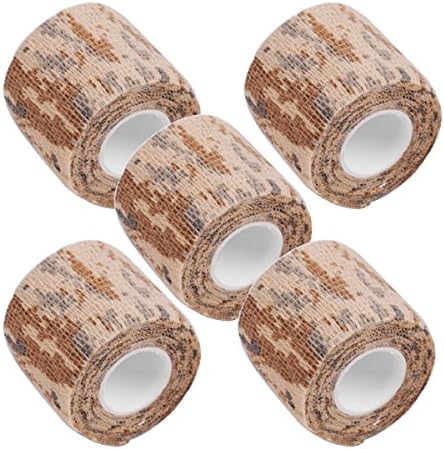 Camouflage Tape Cling Scope Wrap Military Camo Stretch Bandage Gun Rifle Shotgun Camping Hunting 5cm x 4.5m(pack of 5) (Desert Camouflage)