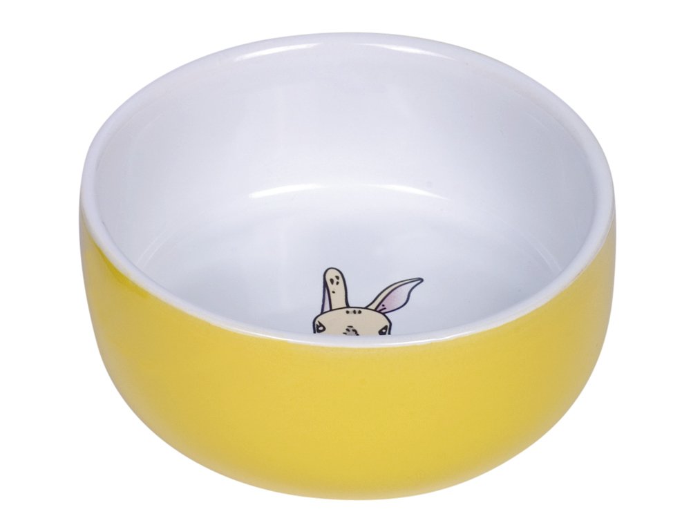 Nobby Rabbit Rodent Ceramic Bowl Diameter 11 cm x 4.5 cm Yellow/White