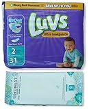 Luvs Diapers Size 2 Disposable Diapers with Overnight Protection (31ct) (12-18 lbs) Bundle with Honest Baby Wipes (10ct)