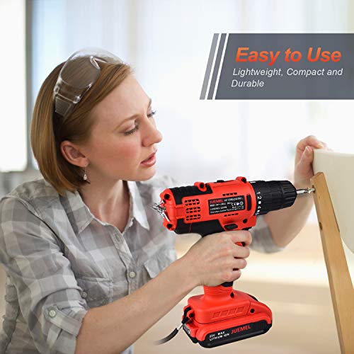 20V MAX Cordless Drill Driver, JUEMEL 100Pcs Accessories Electric Power