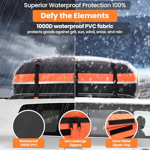Sailnovo 425L 1000D PVC Waterproof Car Roof Box Car Roof Bag for Travel Weatherproof with Non-Slip Mat, 4 Door Hooks and Combination Padlock