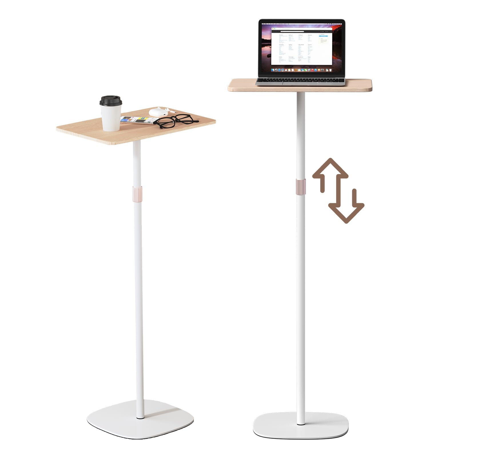 Photo 1 of tonchean Portable Standing Desk, Adjustable Height 18’‘-47’’ Mini Floor Desk, Small Laptop Stand for Home Office, Easy to Assemble, Compact Design