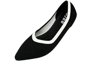 JBB Women's Flats Pointed Toe Ballet Dress Shoes Slip On White Casual Formal Comfortable Walking Shoes Knitted Loafers
