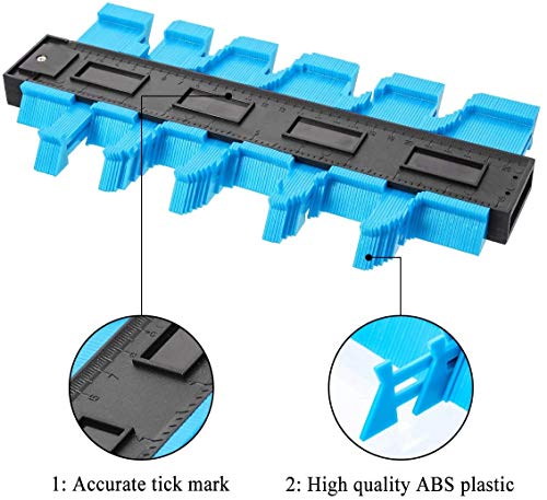 Aaaspark 2 Pack Wider Contour Gauge Shape Duplicator(5 Inch 10 Inch) Template Tool with Precisely Copies Irregular and Awkward Shapes - Precise Measurement Tiling Laminate Wood Marking DIY Tool(Blue) - Thumbnail 5