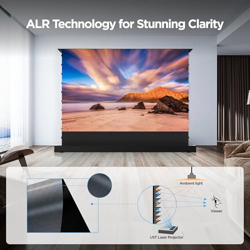 NothingProjector Motorized ALR Screen for Ultra Short Throw Projector, 95% Ambient Light Rejecting, 100 inch, Floor Rising, 4K/8K UHD, Active 3D, Anti Daylight, Electric Retractable Automatic NothPJ