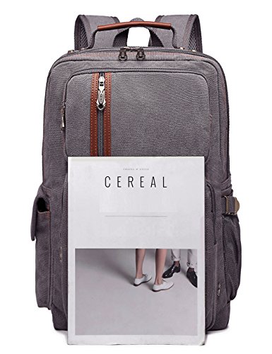 BEFAiR Men's Canvas Vintage Backpack Weekender bag Laptop Backpack Casual bag Grey