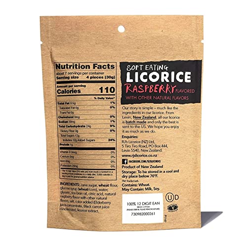 Soft Eating Raspberry Licorice (8Pack) RJ's Licorice (8) 7.05oz Bags