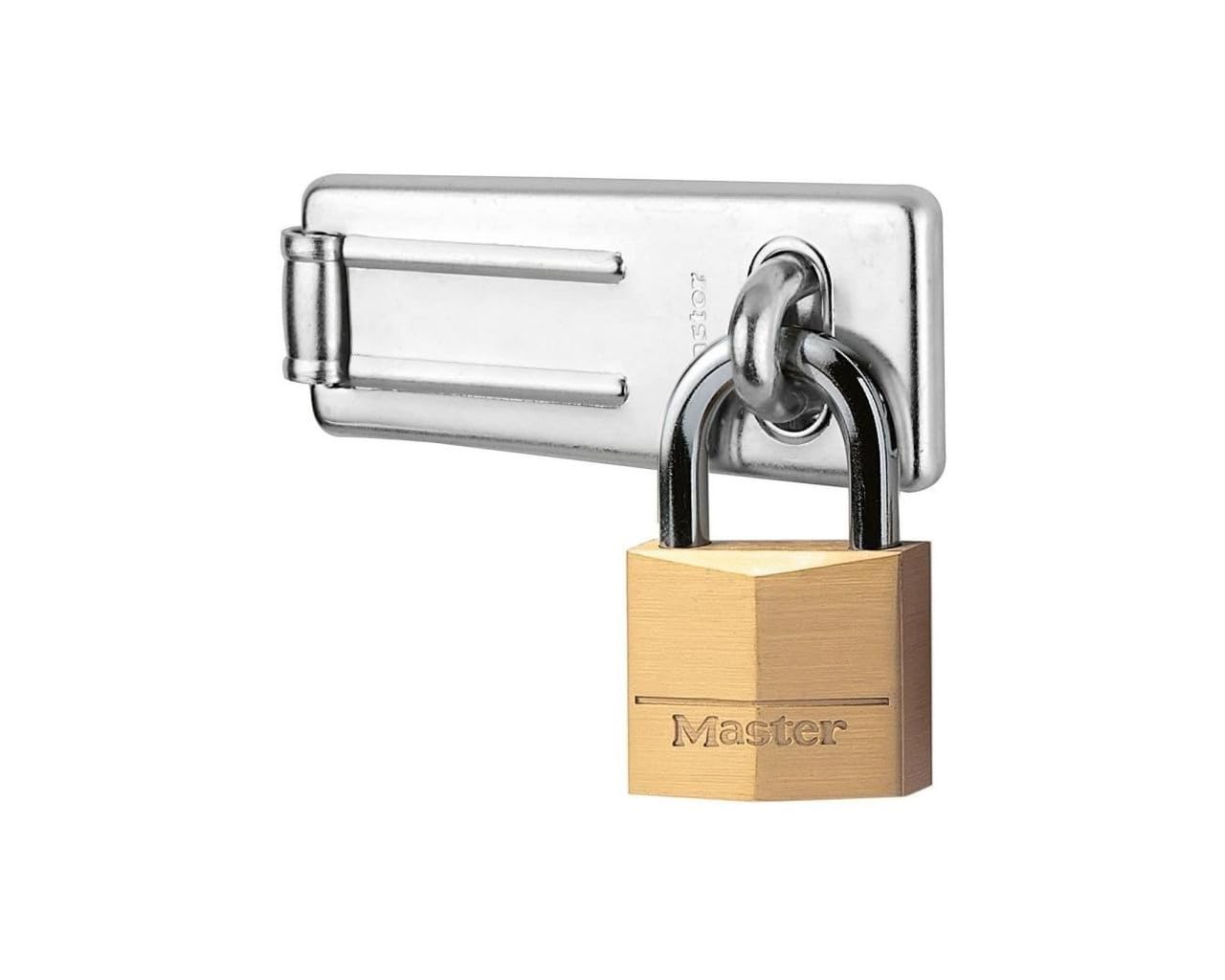 Master Lock 140703EURD Pack Including Door Hasp and Keyed Padlock — image 1