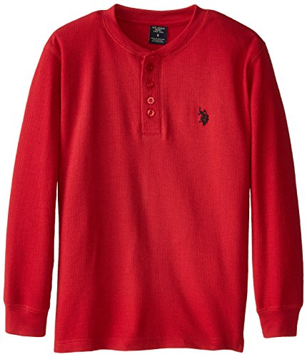 U.S. Polo Assn. Big Boys' Thermal Henley, Engine Red, 10/12