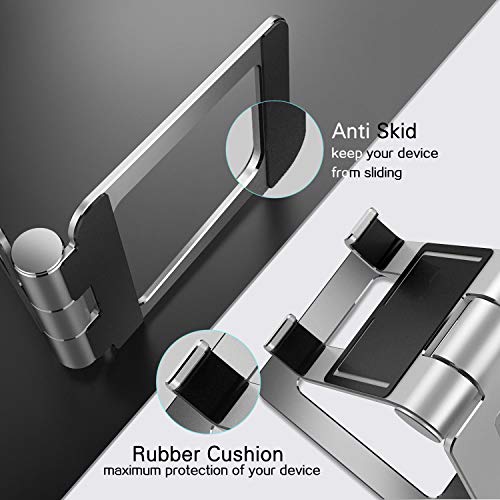 Cell Phone Stand, Compatible with iPhone Stand, Nintendo Switch Stand, Adjustable Phone Stand for Desk, Smartphone Holder for Desk (Silver) - Thumbnail 4