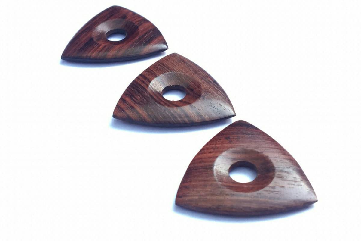 MUSICAL STRING Guitar Picks (Lot of 4), Rosewood, Triangular, Model: Handmade, Standard, Brown