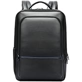 BOPai Genuine Leather Backpack for Men Multi-Function 15.6 inch Laptop Premium Executive Business Travel Friendly Smart Rucksack Anti Theft Large Capacity Office Classic Black