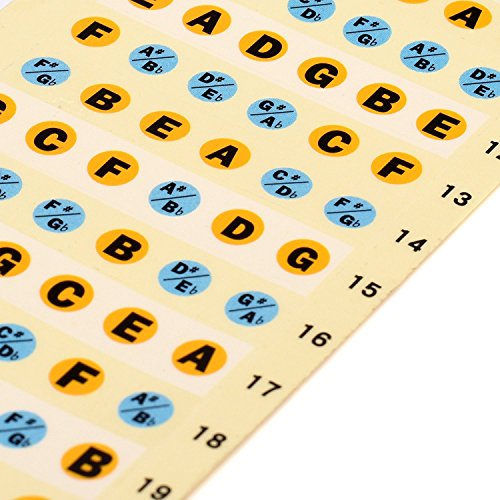 Pakala66 4 Pack Guitar Fretboard Note Decals Fingerboard Frets Map Sticker for Beginner Learner Practice Fit 6 Strings Acoustic Electric Guitar