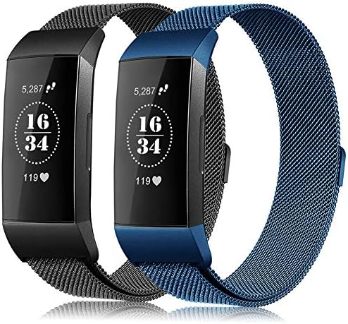 Gogoings Replacement Strap Band Compatible with Fitbit Charge 3 - Metal Wristband Milanese for Men and Women Adjustable Accessory for Fitbit Charge3 (ONLY STRAP)