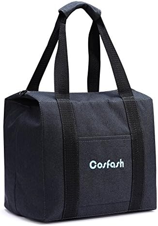 Insulated Lunch Box Bags Black Large Cooler Tote for Men Adults Women by Cosfash