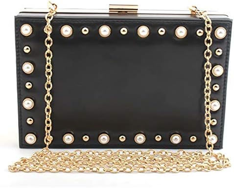 Womens Clutch Black Pearls Evening Bag Leather Clutch Black Bag Black Dress Purse
