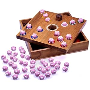 LOGOPLAY Pig Hole – Big Hole Schweinchenspiel – Würfelspiel – Gesellschaftsspiel – Brettspiel aus Holz