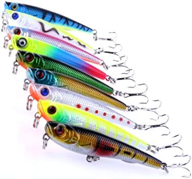 Fishing Lures 9pcs/lot Bass Pencil Fishing Lures Plastic CrankBait Treble Hook Tackle 7cm/6.7G