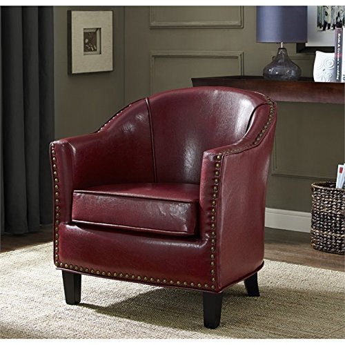 Simpli Home AXCTUB-004-RRD Kildare 29 inch Wide Transitional Tub Chair in Radicchio Red Bonded Leather