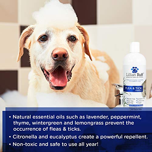 Lillian Ruff Flea and Tick Shampoo for Dogs with Aloe Vera Soothe The