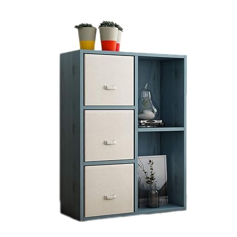 Wooden Bookcase Bookshelf Storage With Cloth Drawer Unit Room