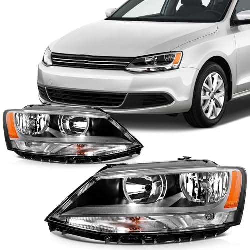 SCITOO Headlights For Jetta 2011-2018 Headlamps Chrome Housing Amber Reflector…