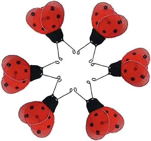 Ladybug Decoration 3D Hanging Mesh Nylon Decor for Baby Nursery Room, Girl's Bedroom, Wall, Ceiling, Wedding, Birthday Party (Mini / 2" x 1/2", Coral Red)