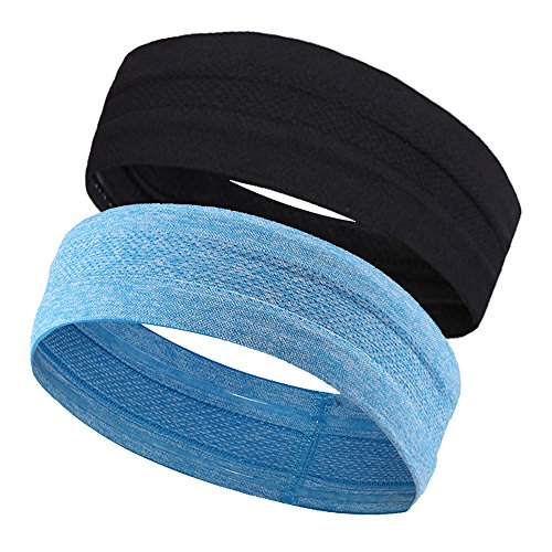 Headbands sports sweatbands mens womens - non slip desi…